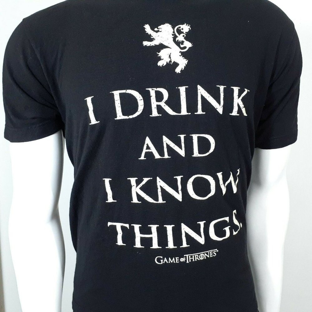 Game of Thrones I Drink And I Know Things Men's T-Shirt Tyrion Lannister L Black